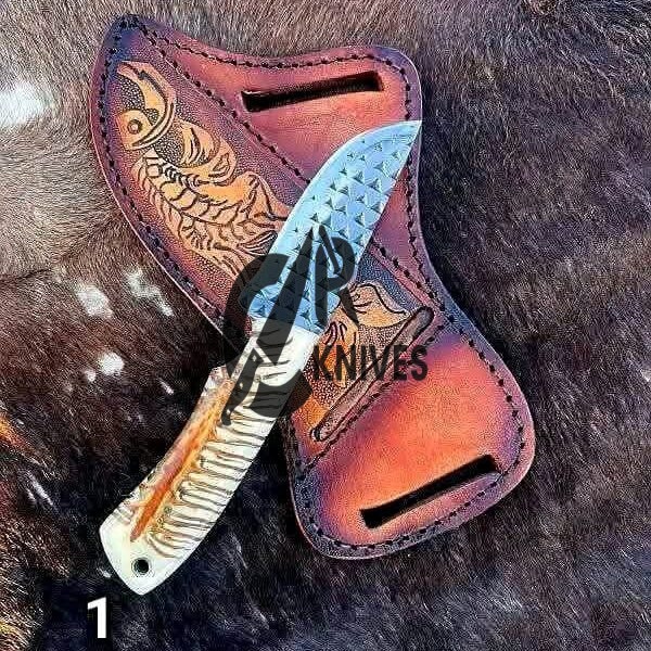 Custom Handmade Pine Cone Resin Handle Cowboy Knife