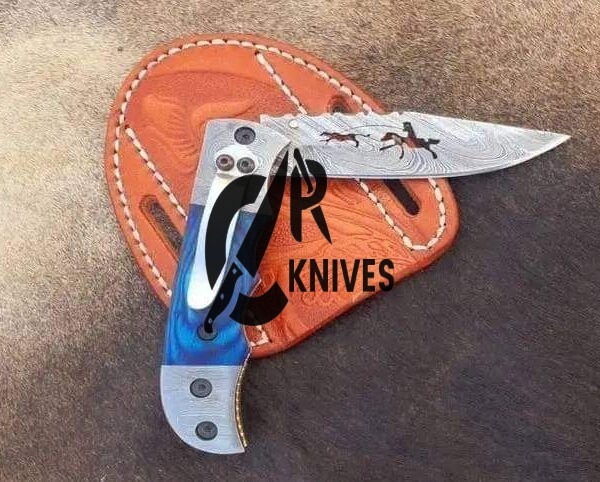 Custom Handmade Epoxy Resin Handle Folding Knife