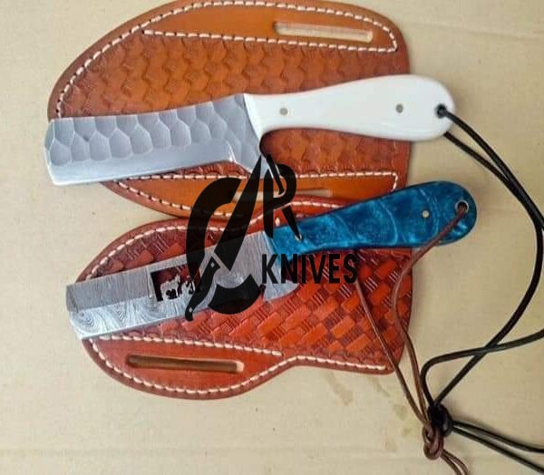 Custom Handmade Resin & Bone Handle Bullcutter Cowboy Knives
