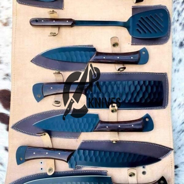 Custom Handmade Ross Wood Handle Kitchen Knives Set