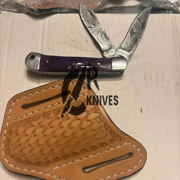 Handmade Epoxy Resin Handle Trapper Knife