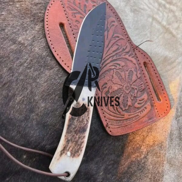 Handmade Stag Horn Handle Cowboy Skinning Knife